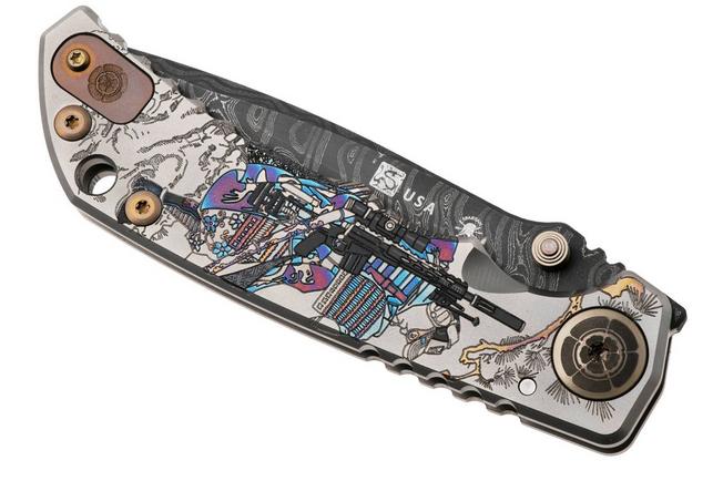 Immagine per Spartan Blades Harsey Folder, Long Gunner Edition SF5CSDAMLONGGUN, Damascus, Ronin Tactics Titanium coltello da tasca, Bill Harsey design
