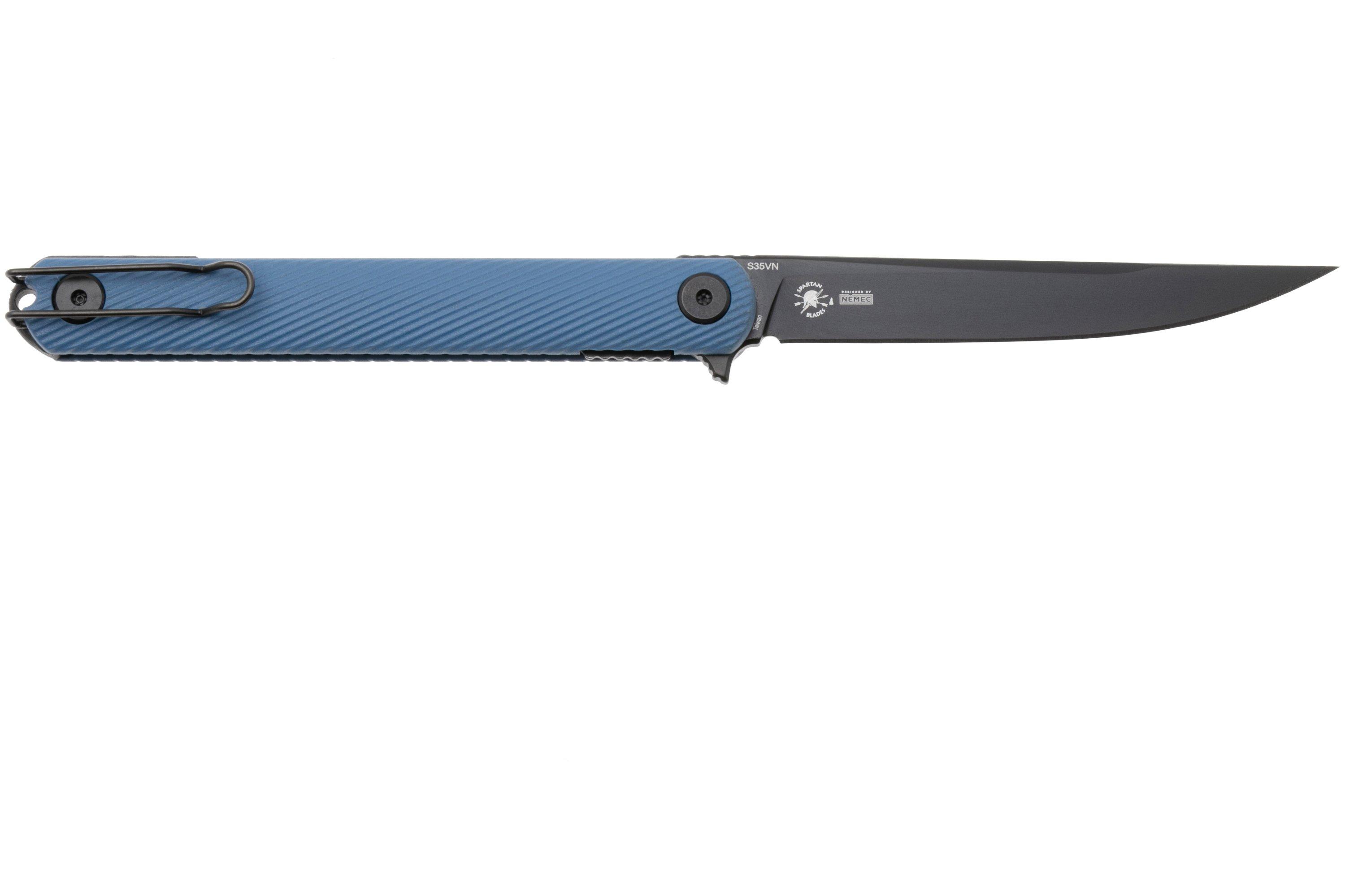 Spartan Blades Nemec Folder SFBL12BL, Black PVD CPM S35VN, Blue