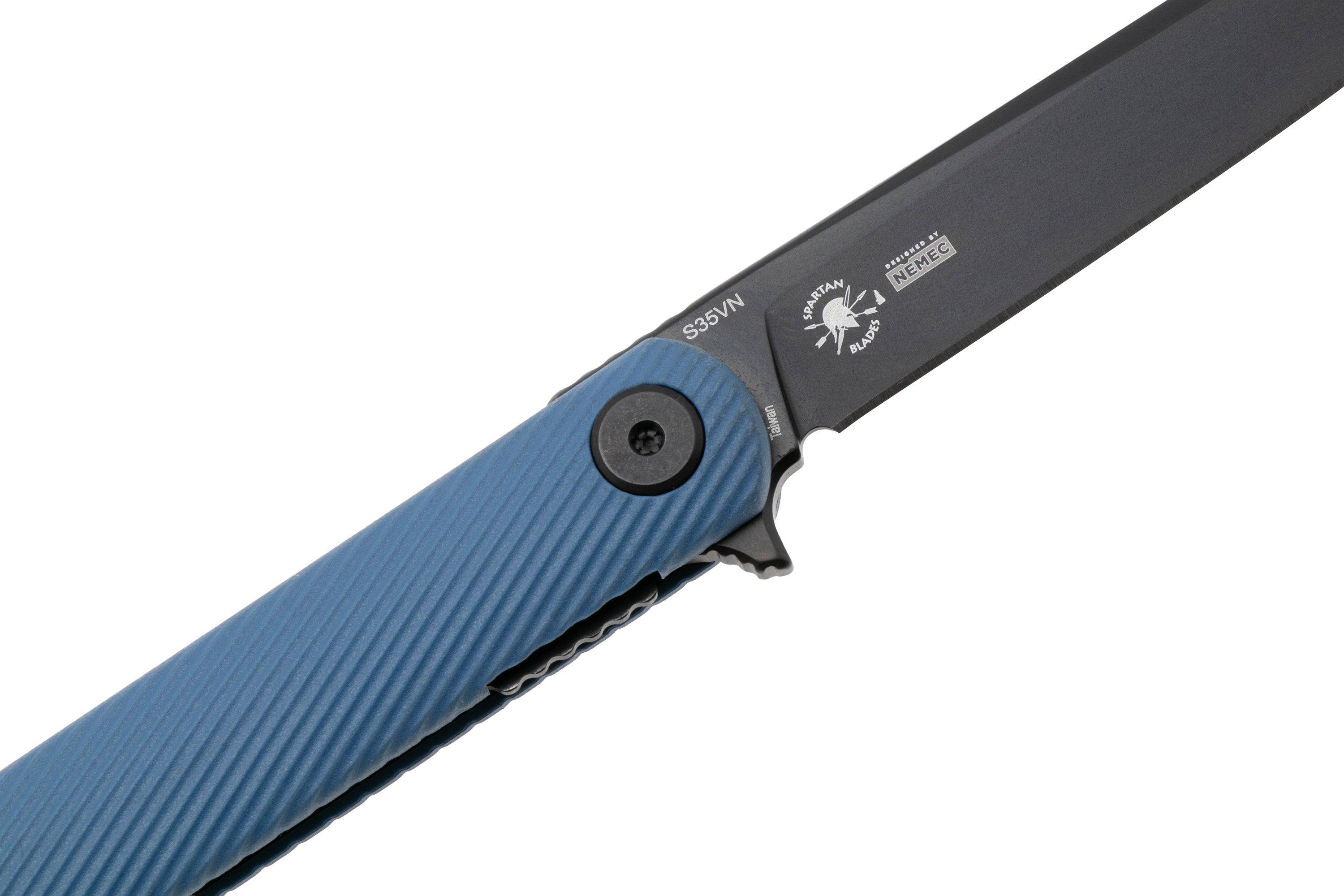 Spartan Blades Nemec Folder SFBL12BL, Black PVD CPM S35VN, Blue