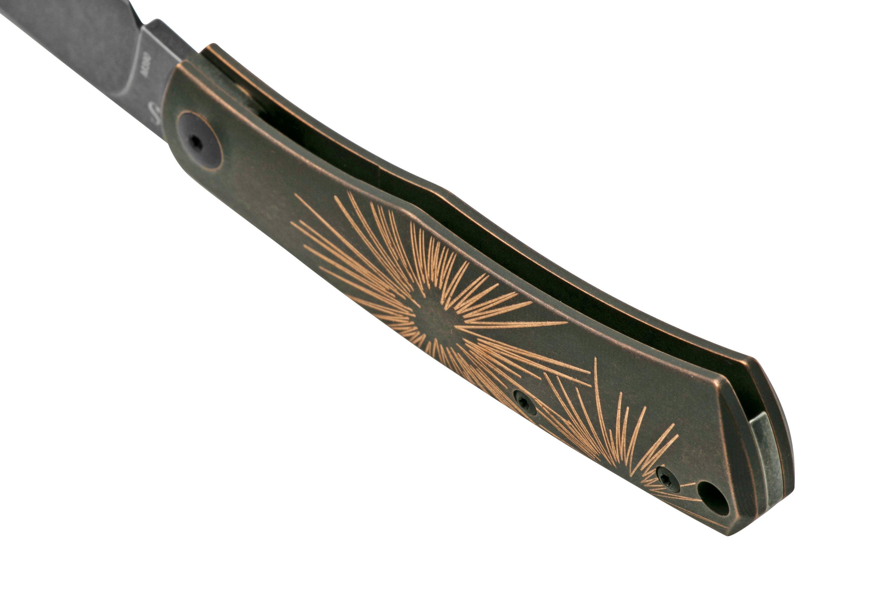 Viper Hug V5991BRS Black Blade, Black Stonewashed Bronze Star pocket knife, Sacha Thiel design