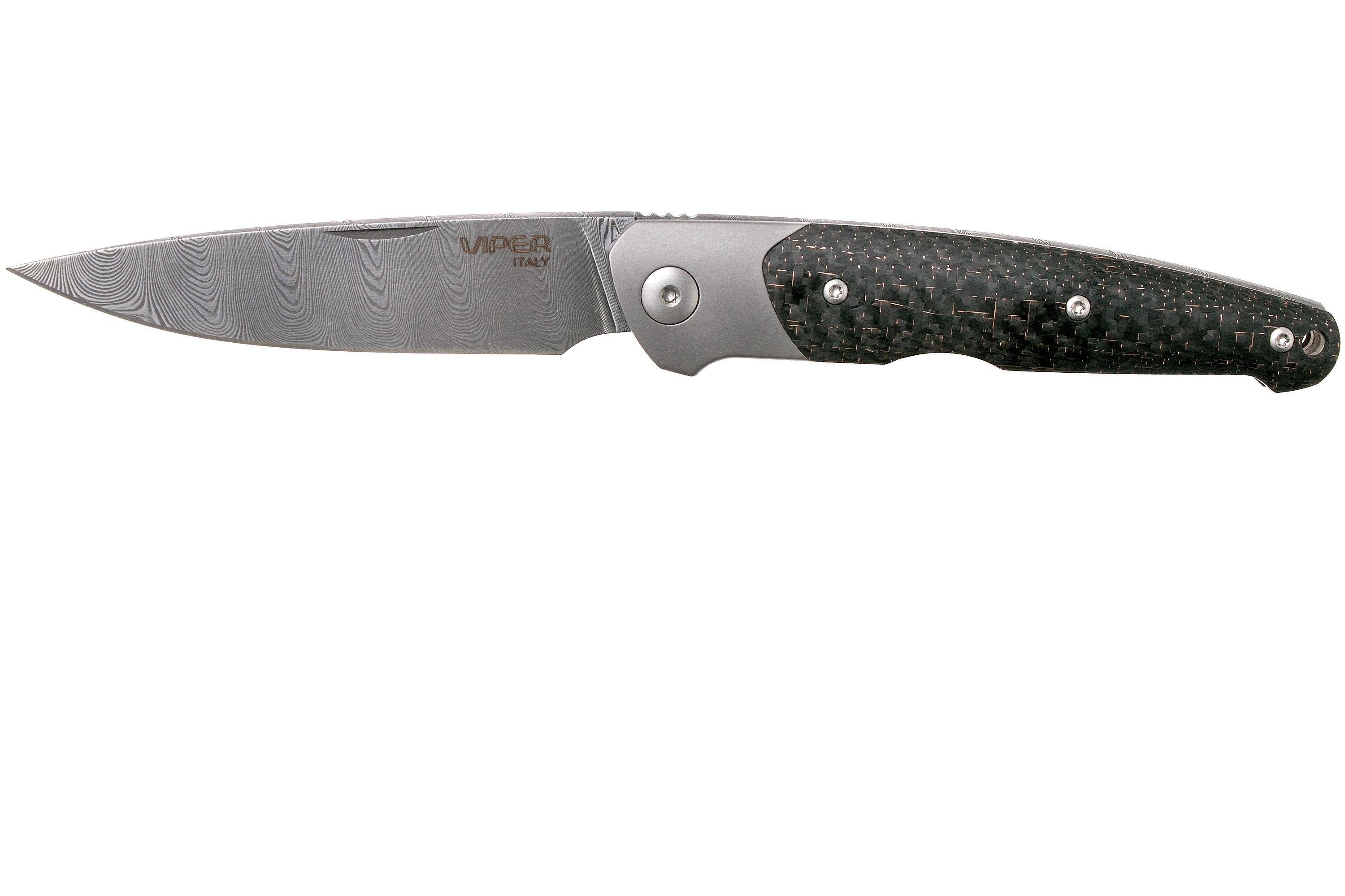 Viper Key VA5978FCB Bolster Damascus Copper Carbon fibre navaja ...