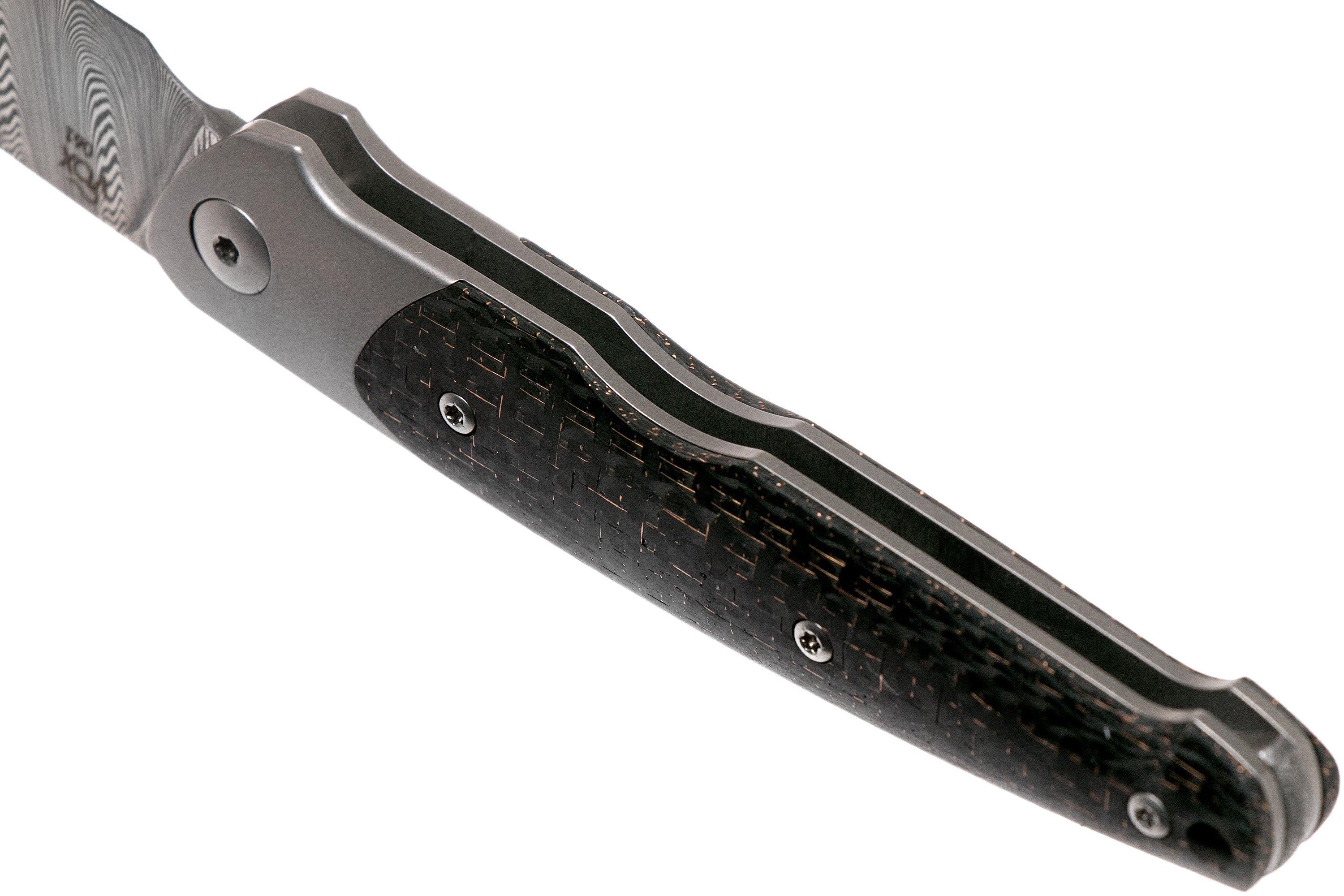 Viper Key VA5978FCB Bolster Damascus Copper Carbon fibre pocket knife