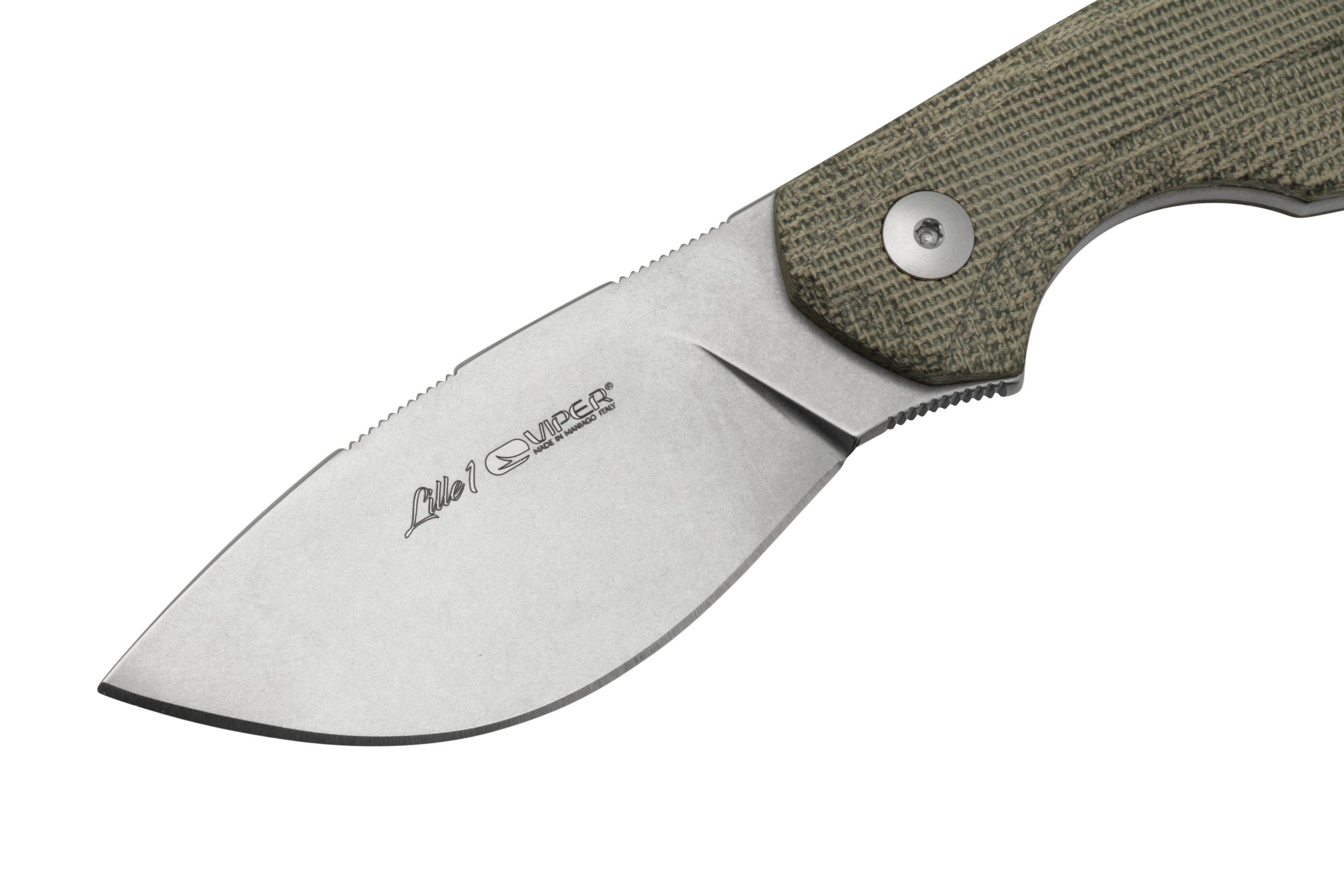 Viper Lille 1, VT4022CV, Stonewash Elmax, Green Canvas Micarta
