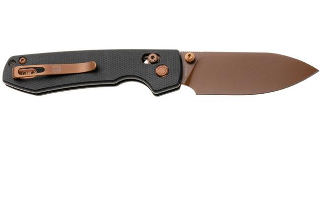 Afbeelding voor Vosteed Raccoon A0539 Copper Dune PVD 14C28N, Black Micarta, zakmes, Yue Dong design