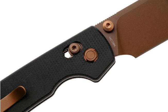 Afbeelding voor Vosteed Raccoon A0539 Copper Dune PVD 14C28N, Black Micarta, zakmes, Yue Dong design