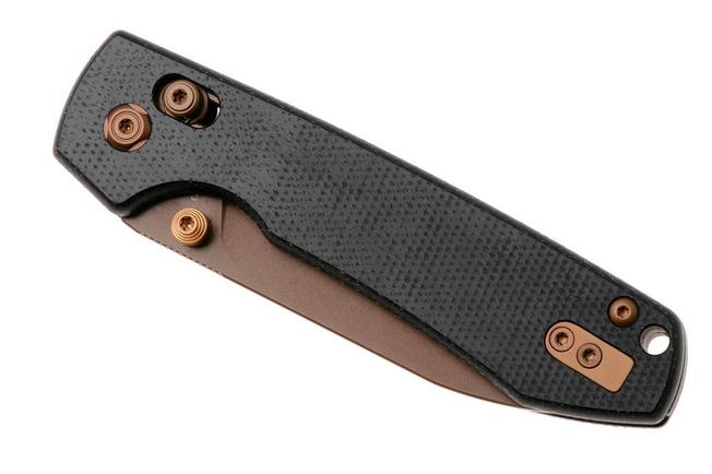 Afbeelding voor Vosteed Raccoon A0539 Copper Dune PVD 14C28N, Black Micarta, zakmes, Yue Dong design