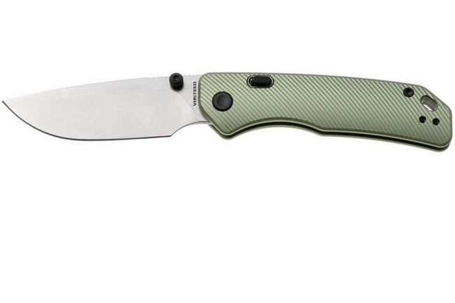 Afbeelding voor Vosteed Marten A1602 Stonewashed 154CM, Green Aluminum, zakmes