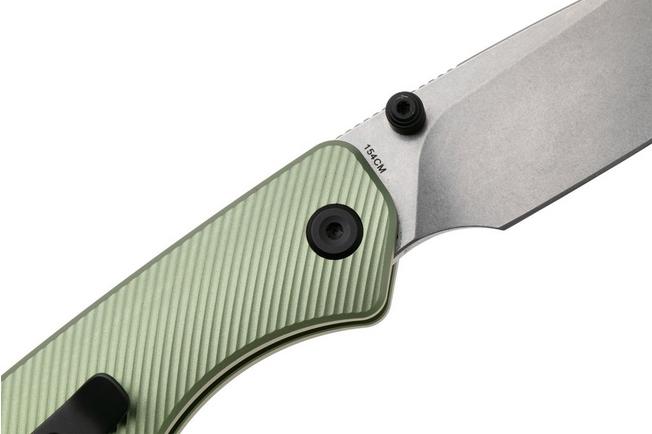 Afbeelding voor Vosteed Marten A1602 Stonewashed 154CM, Green Aluminum, zakmes