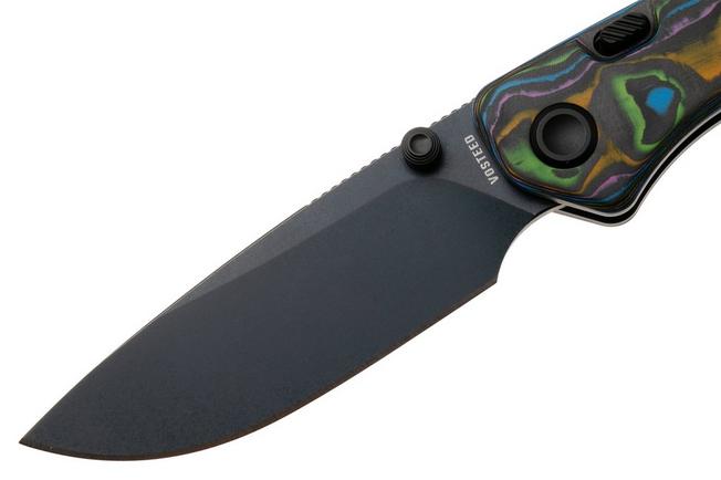 Afbeelding voor Vosteed Marten 330 A1618 Blue Stonewashed 154CM, Neon Topo Carbon Fiber, zakmes