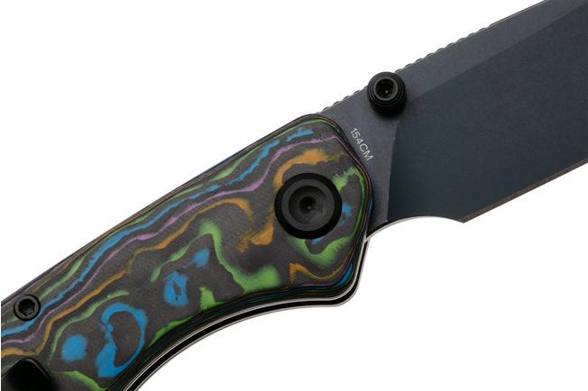 Afbeelding voor Vosteed Marten 330 A1618 Blue Stonewashed 154CM, Neon Topo Carbon Fiber, zakmes