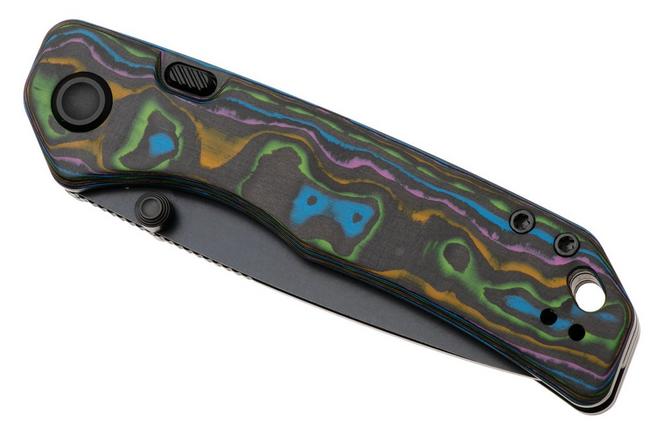 Afbeelding voor Vosteed Marten 330 A1618 Blue Stonewashed 154CM, Neon Topo Carbon Fiber, zakmes