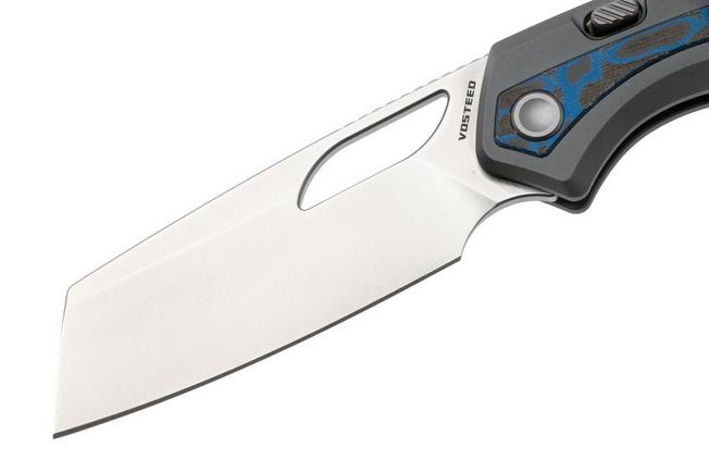 Afbeelding voor Vosteed Kroc A1801 Satin S35VN, Grey Aluminum & Ocean Micarta, zakmes