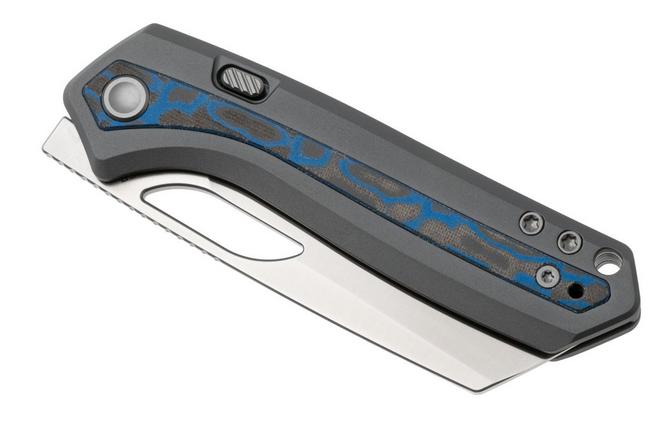 Afbeelding voor Vosteed Kroc A1801 Satin S35VN, Grey Aluminum & Ocean Micarta, zakmes