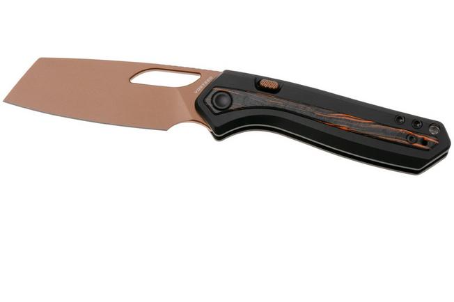 Afbeelding voor Vosteed Kroc A1802 Copper Dune PVD S35VN, Black Aluminum & Topo G10, zakmes