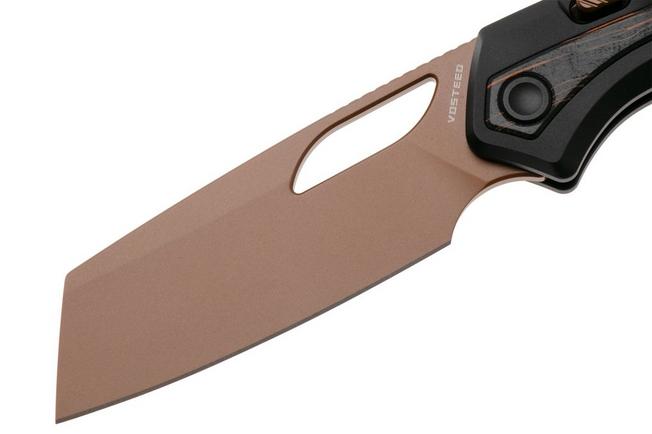 Afbeelding voor Vosteed Kroc A1802 Copper Dune PVD S35VN, Black Aluminum & Topo G10, zakmes