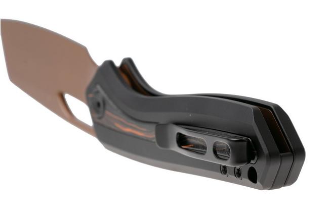 Afbeelding voor Vosteed Kroc A1802 Copper Dune PVD S35VN, Black Aluminum & Topo G10, zakmes