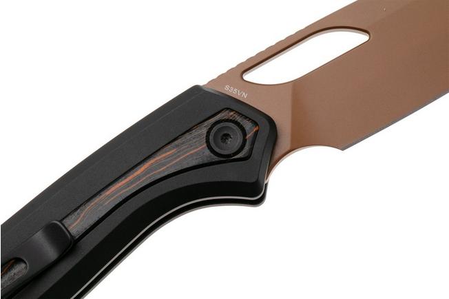 Afbeelding voor Vosteed Kroc A1802 Copper Dune PVD S35VN, Black Aluminum & Topo G10, zakmes