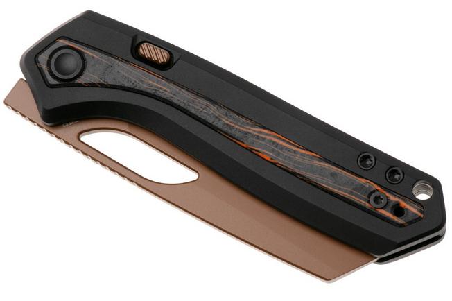 Afbeelding voor Vosteed Kroc A1802 Copper Dune PVD S35VN, Black Aluminum & Topo G10, zakmes