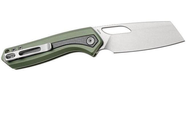 Afbeelding voor Vosteed Kroc A1803 Stonewashed S35VN, Green Aluminum & Carbon Fiber, zakmes