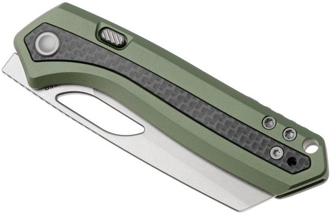 Afbeelding voor Vosteed Kroc A1803 Stonewashed S35VN, Green Aluminum & Carbon Fiber, zakmes