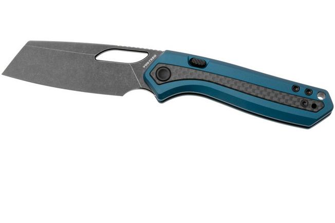 Afbeelding voor Vosteed Kroc A1804 Blackwashed S35VN, Blue Aluminum & Carbon Fiber, zakmes