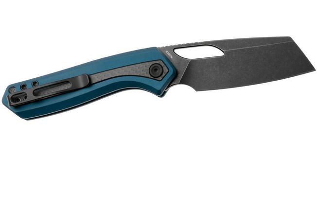 Afbeelding voor Vosteed Kroc A1804 Blackwashed S35VN, Blue Aluminum & Carbon Fiber, zakmes