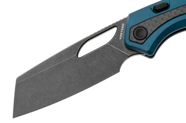 Afbeelding voor Vosteed Kroc A1804 Blackwashed S35VN, Blue Aluminum & Carbon Fiber, zakmes