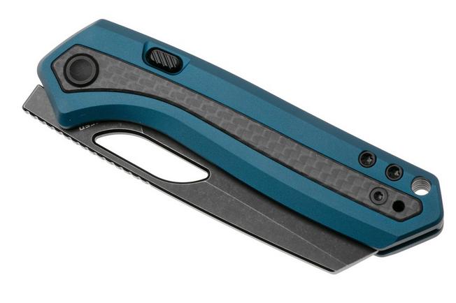 Afbeelding voor Vosteed Kroc A1804 Blackwashed S35VN, Blue Aluminum & Carbon Fiber, zakmes