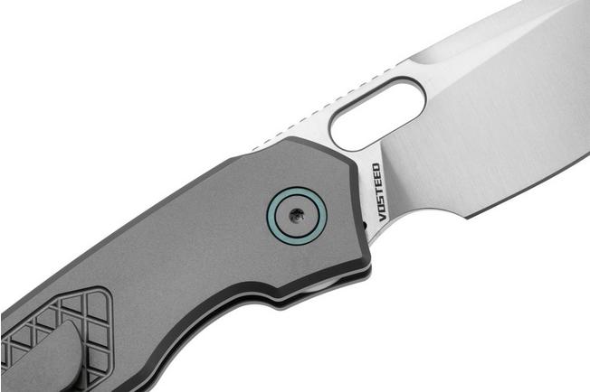 Afbeelding voor Vosteed Psyop A2202 Satin Elmax, Gray Titanium, zakmes, Tuffknives design