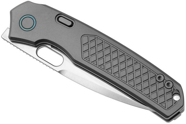 Afbeelding voor Vosteed Psyop A2202 Satin Elmax, Gray Titanium, zakmes, Tuffknives design