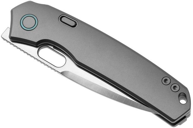 Afbeelding voor Vosteed Psyop A2204 Satin Elmax, Smooth Titanium, zakmes, Tuffknives design