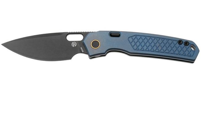 Afbeelding voor Vosteed Psyop A2205 Blackwashed Elmax, Blue Titanium, zakmes, Tuffknives design