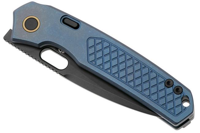 Afbeelding voor Vosteed Psyop A2205 Blackwashed Elmax, Blue Titanium, zakmes, Tuffknives design