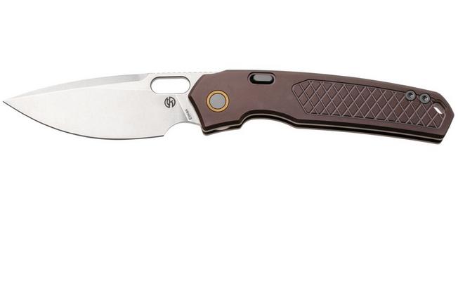 Afbeelding voor Vosteed Psyop A2206 Stonewashed Elmax, Purple Titanium, zakmes, Tuffknives design