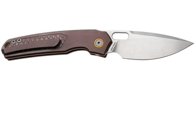 Afbeelding voor Vosteed Psyop A2206 Stonewashed Elmax, Purple Titanium, zakmes, Tuffknives design
