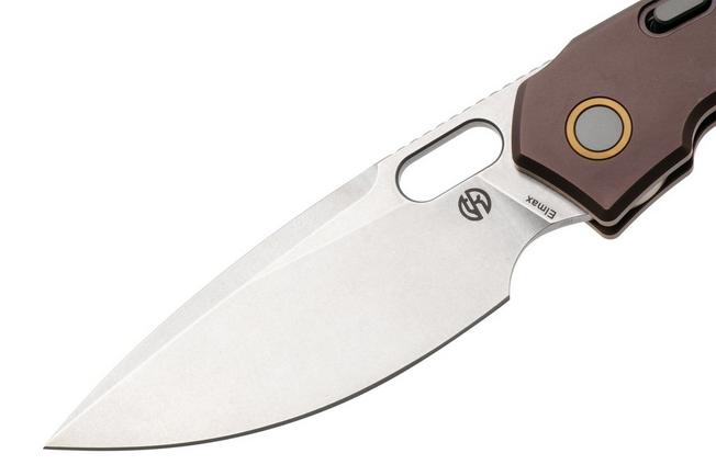 Afbeelding voor Vosteed Psyop A2206 Stonewashed Elmax, Purple Titanium, zakmes, Tuffknives design