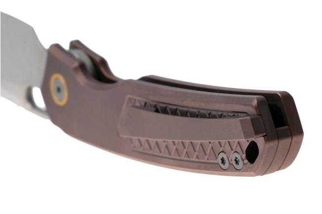 Afbeelding voor Vosteed Psyop A2206 Stonewashed Elmax, Purple Titanium, zakmes, Tuffknives design