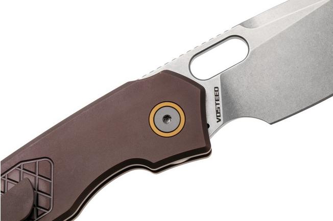 Afbeelding voor Vosteed Psyop A2206 Stonewashed Elmax, Purple Titanium, zakmes, Tuffknives design