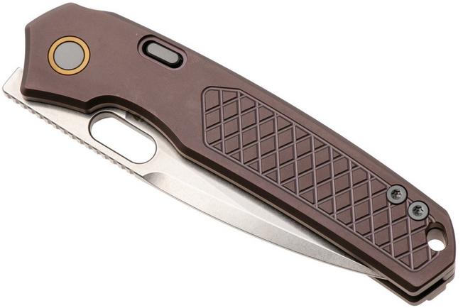 Afbeelding voor Vosteed Psyop A2206 Stonewashed Elmax, Purple Titanium, zakmes, Tuffknives design