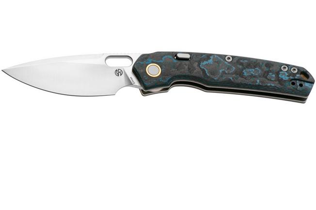 Afbeelding voor Vosteed Psyop A2208 Satin Elmax, Arctic Storm FatCarbon, zakmes, Tuffknives design