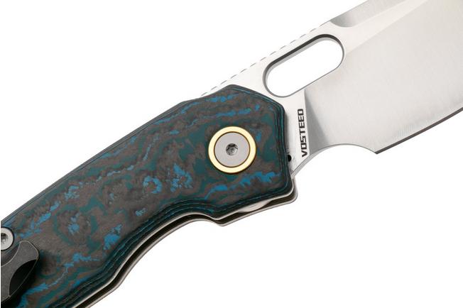 Afbeelding voor Vosteed Psyop A2208 Satin Elmax, Arctic Storm FatCarbon, zakmes, Tuffknives design