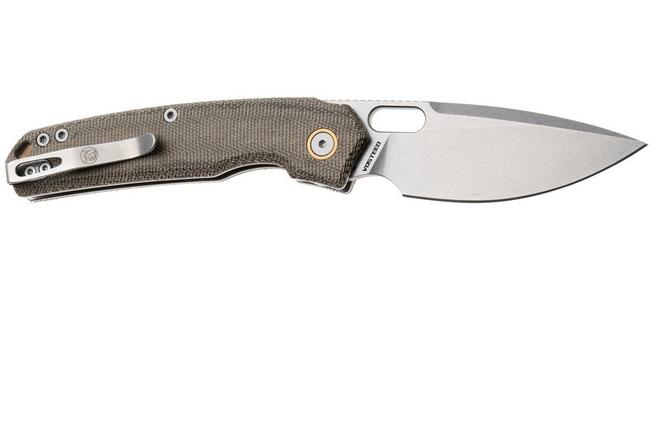 Bild für Vosteed Psyop A2213 Stonewashed Elmax, Green Norplex UltreX Micarta, Taschenmesser, Tuffknives Design