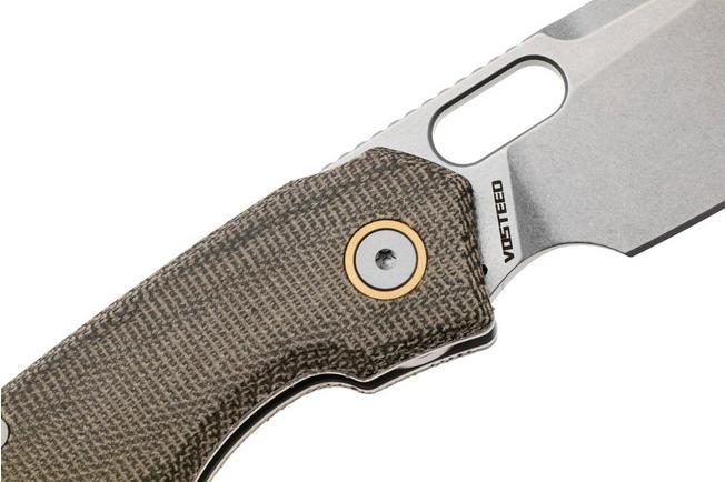 Bild für Vosteed Psyop A2213 Stonewashed Elmax, Green Norplex UltreX Micarta, Taschenmesser, Tuffknives Design