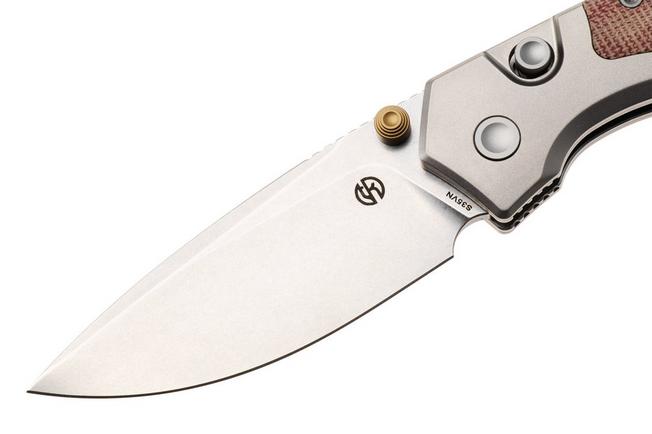 Bild für Vosteed Psyop 299 A2217 Stonewashed S35VN, Red Norplex UltreX Micarta & Titanium Bolster, Taschenmesser, Tuffknives Design