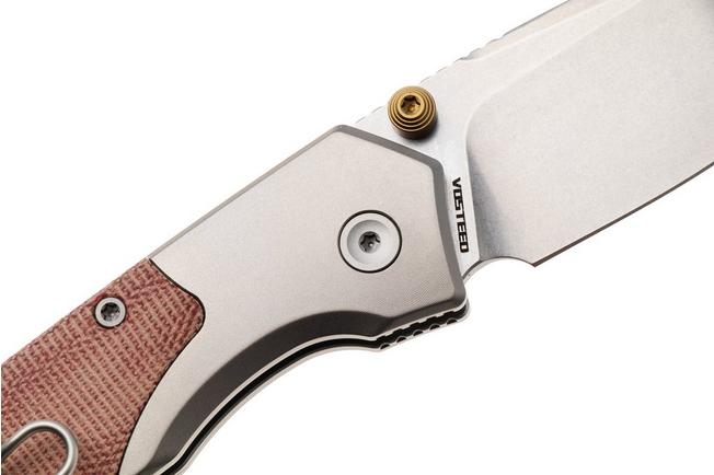 Bild für Vosteed Psyop 299 A2217 Stonewashed S35VN, Red Norplex UltreX Micarta & Titanium Bolster, Taschenmesser, Tuffknives Design