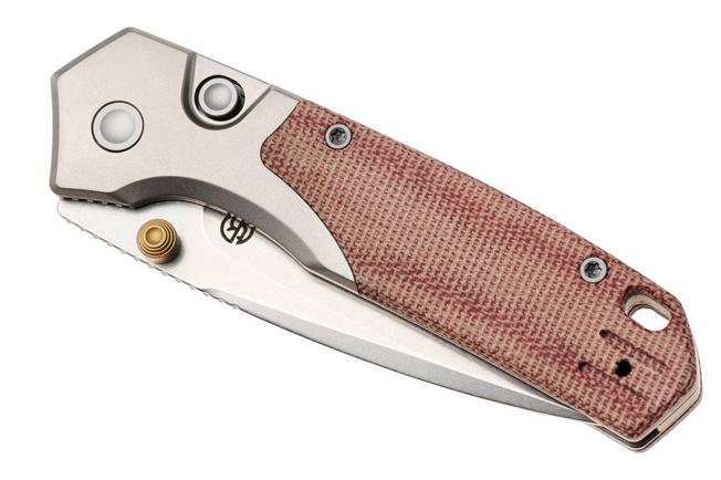 Bild für Vosteed Psyop 299 A2217 Stonewashed S35VN, Red Norplex UltreX Micarta & Titanium Bolster, Taschenmesser, Tuffknives Design