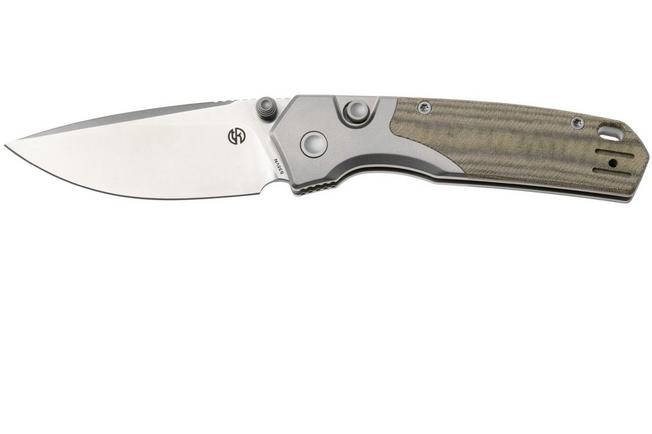 Afbeelding voor Vosteed Psyop 299 A2218 Satin S35VN, Green Norplex UltreX Micarta & Titanium Bolster, zakmes, Tuffknives design