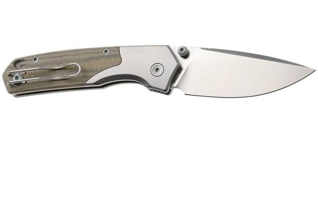 Afbeelding voor Vosteed Psyop 299 A2218 Satin S35VN, Green Norplex UltreX Micarta & Titanium Bolster, zakmes, Tuffknives design