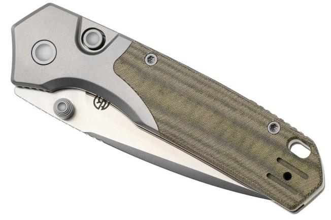 Afbeelding voor Vosteed Psyop 299 A2218 Satin S35VN, Green Norplex UltreX Micarta & Titanium Bolster, zakmes, Tuffknives design