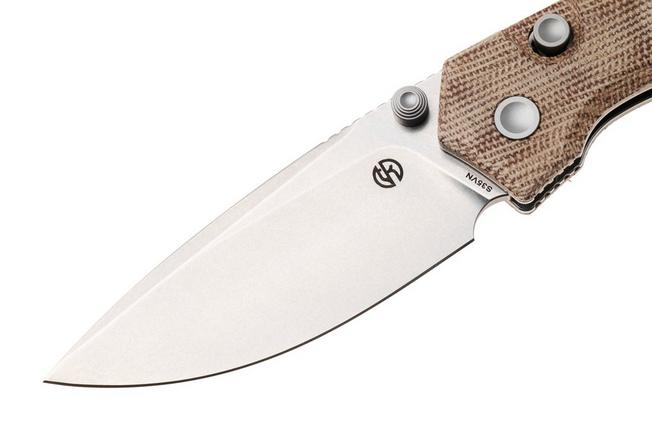 Bild für Vosteed Psyop 299 A2229 Stonewashed S35VN, Natural Norplex UltreX Micarta, Taschenmesser, Tuffknives Design